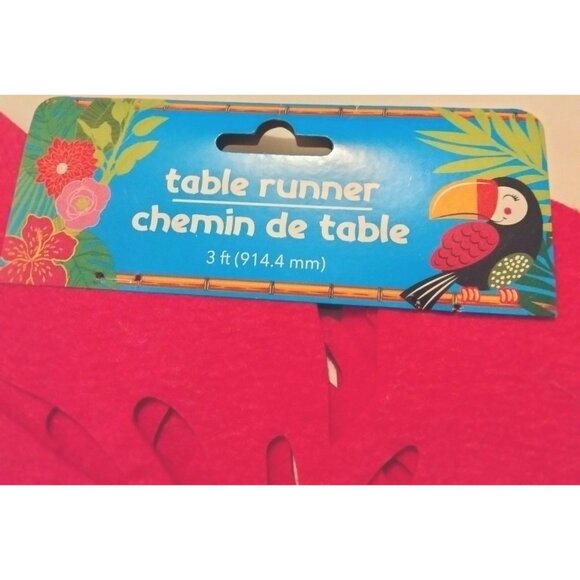Hibiscus Table Runner Party Decor Pink Felt Tropical Floral Tiki Beachy Pool - Picture 2 of 4